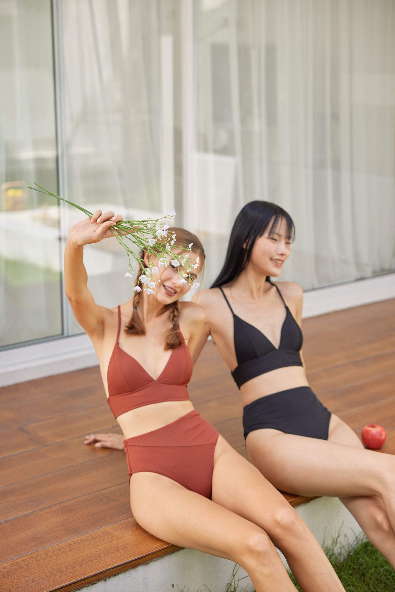 Isla Push Up Ribbed Bikini Set (Rust)