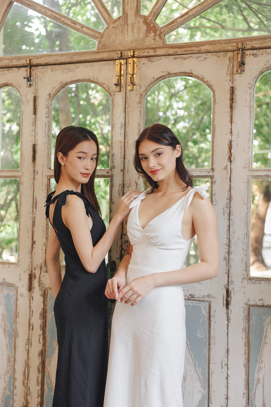 Emmi Padded Linen Dress (Ivory)