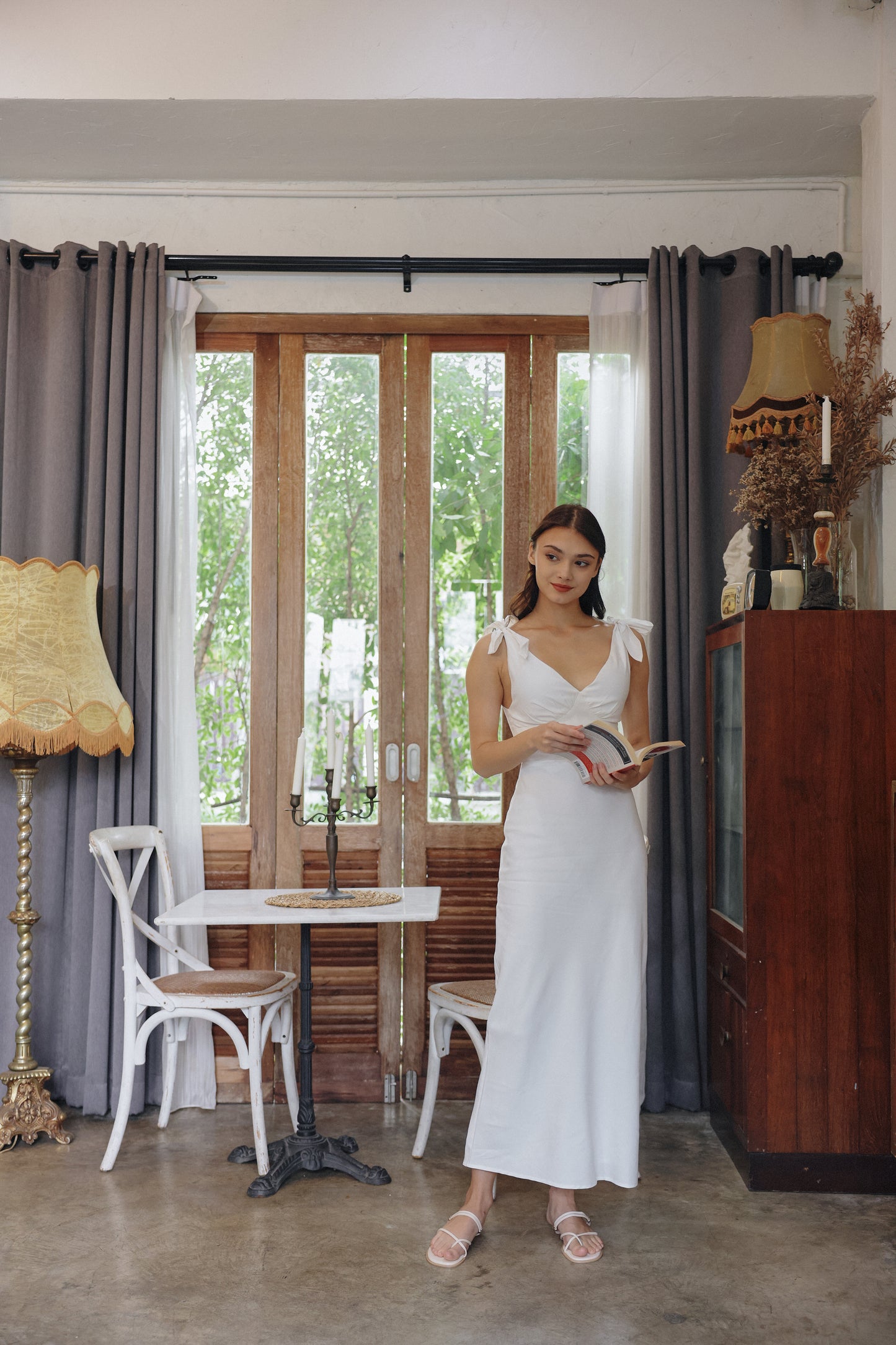 Emmi Padded Linen Dress (Ivory)