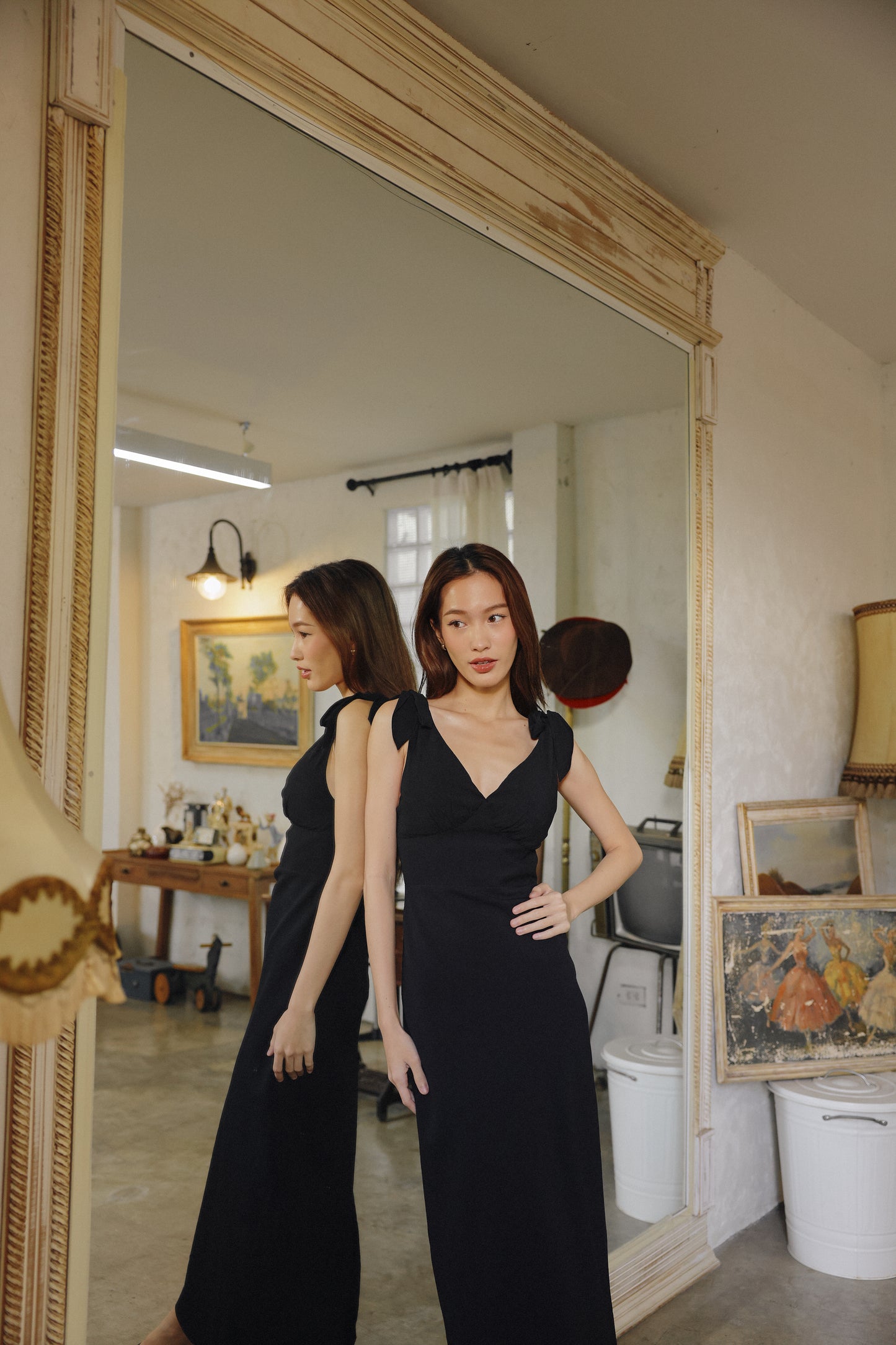 Emmi Padded Linen Dress (Ebony)