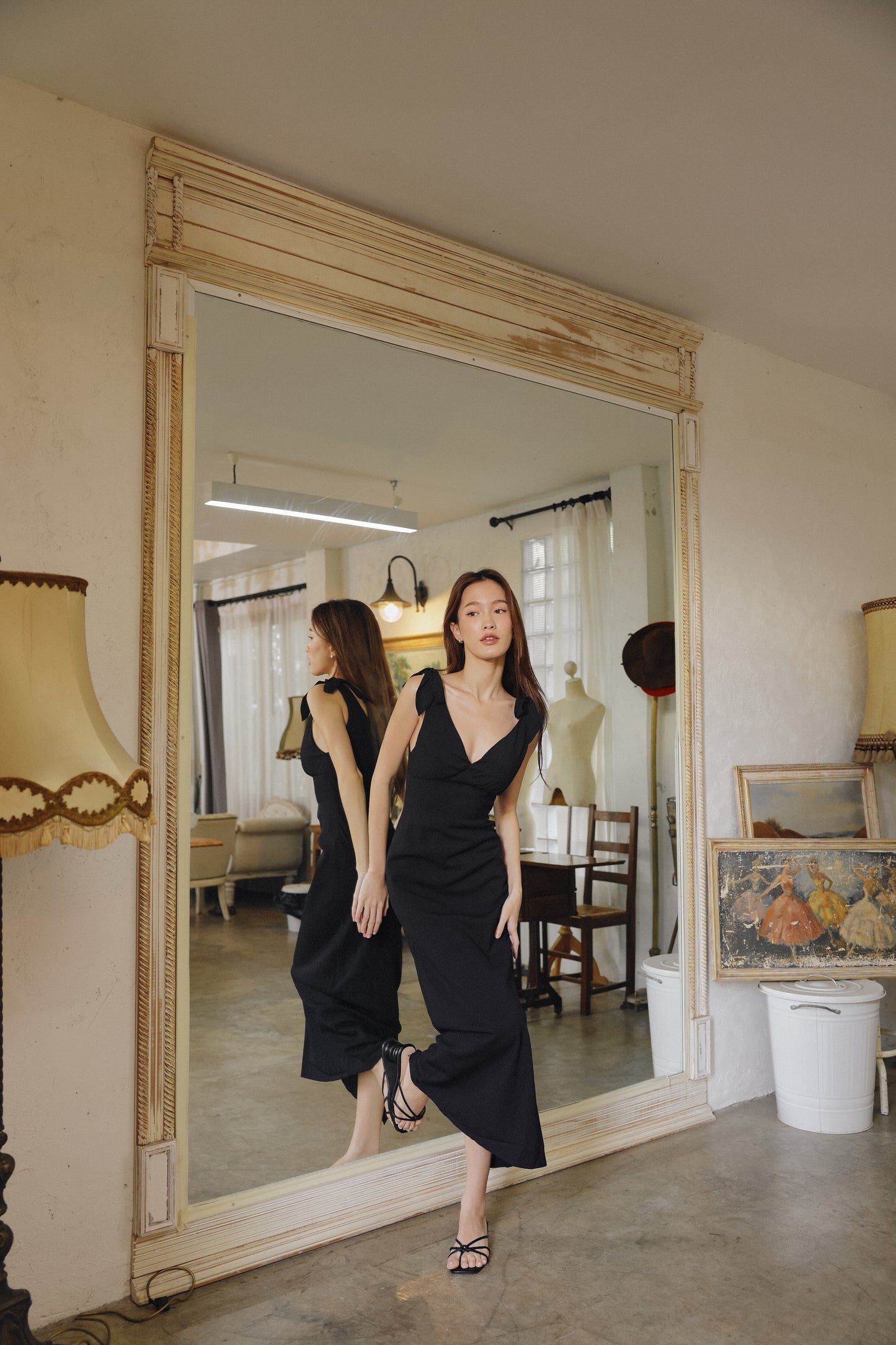 Emmi Padded Linen Dress (Ebony)