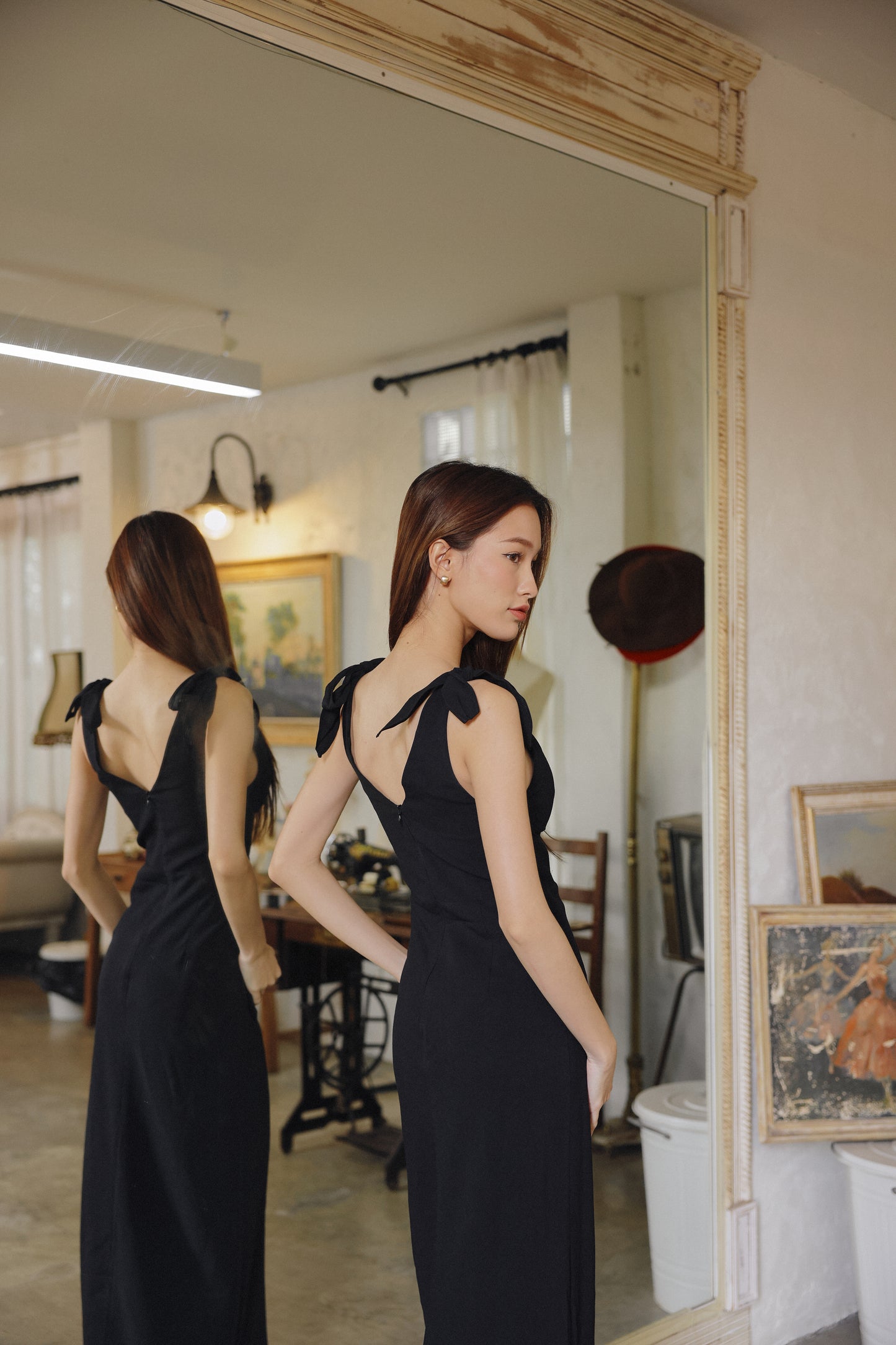 Emmi Padded Linen Dress (Ebony)