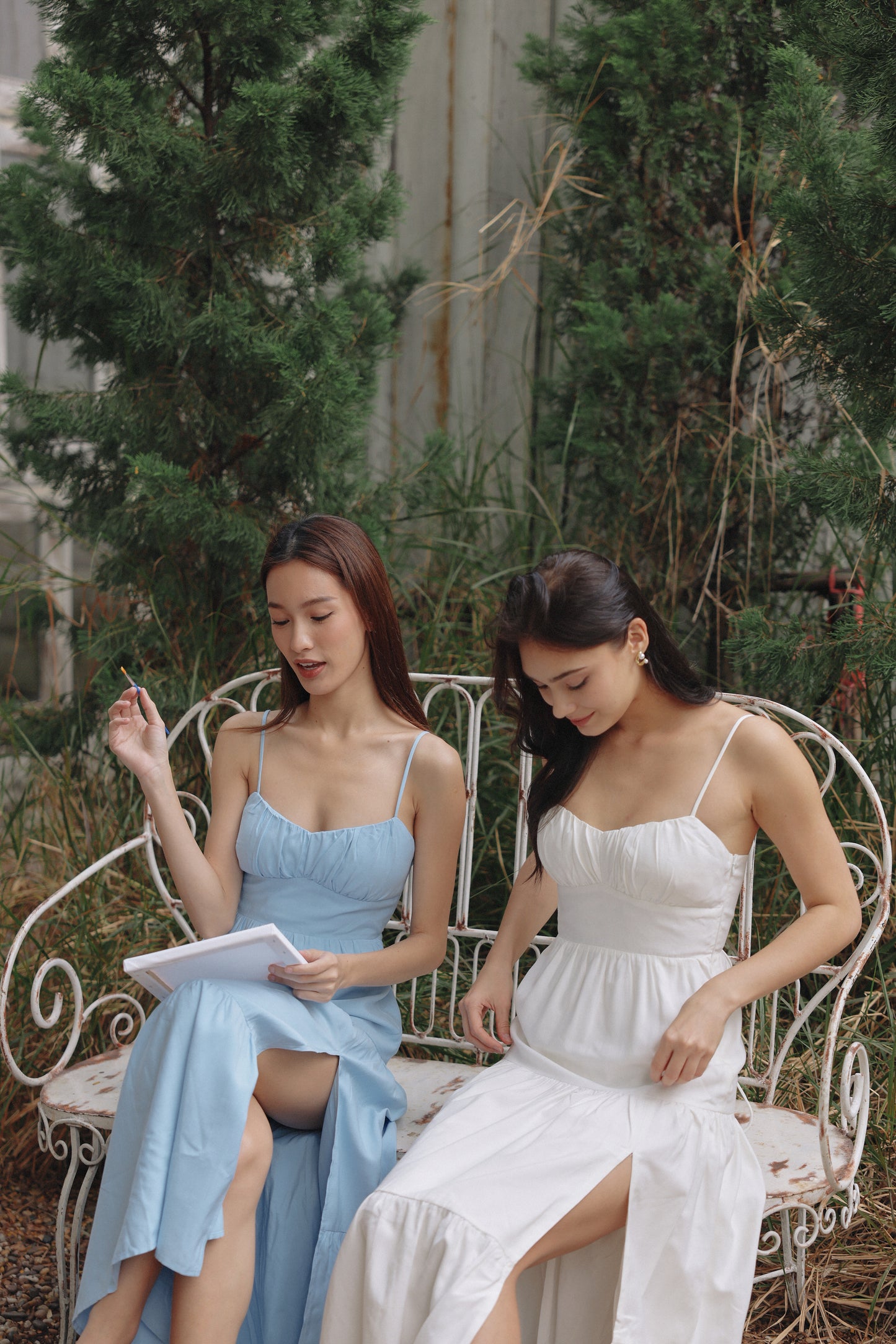 Meadow Padded Linen Dress (Ivory)