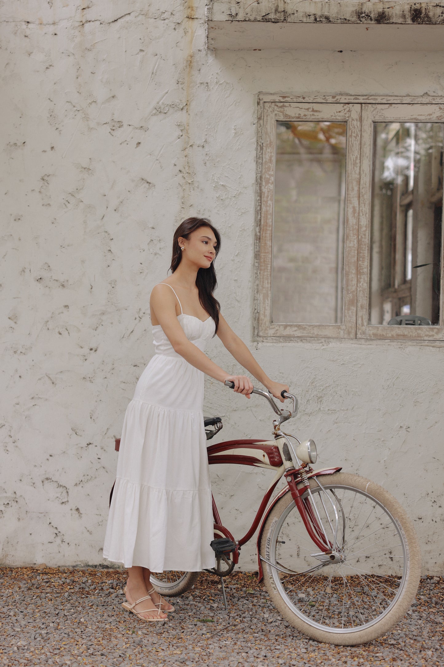 Meadow Padded Linen Dress (Ivory)