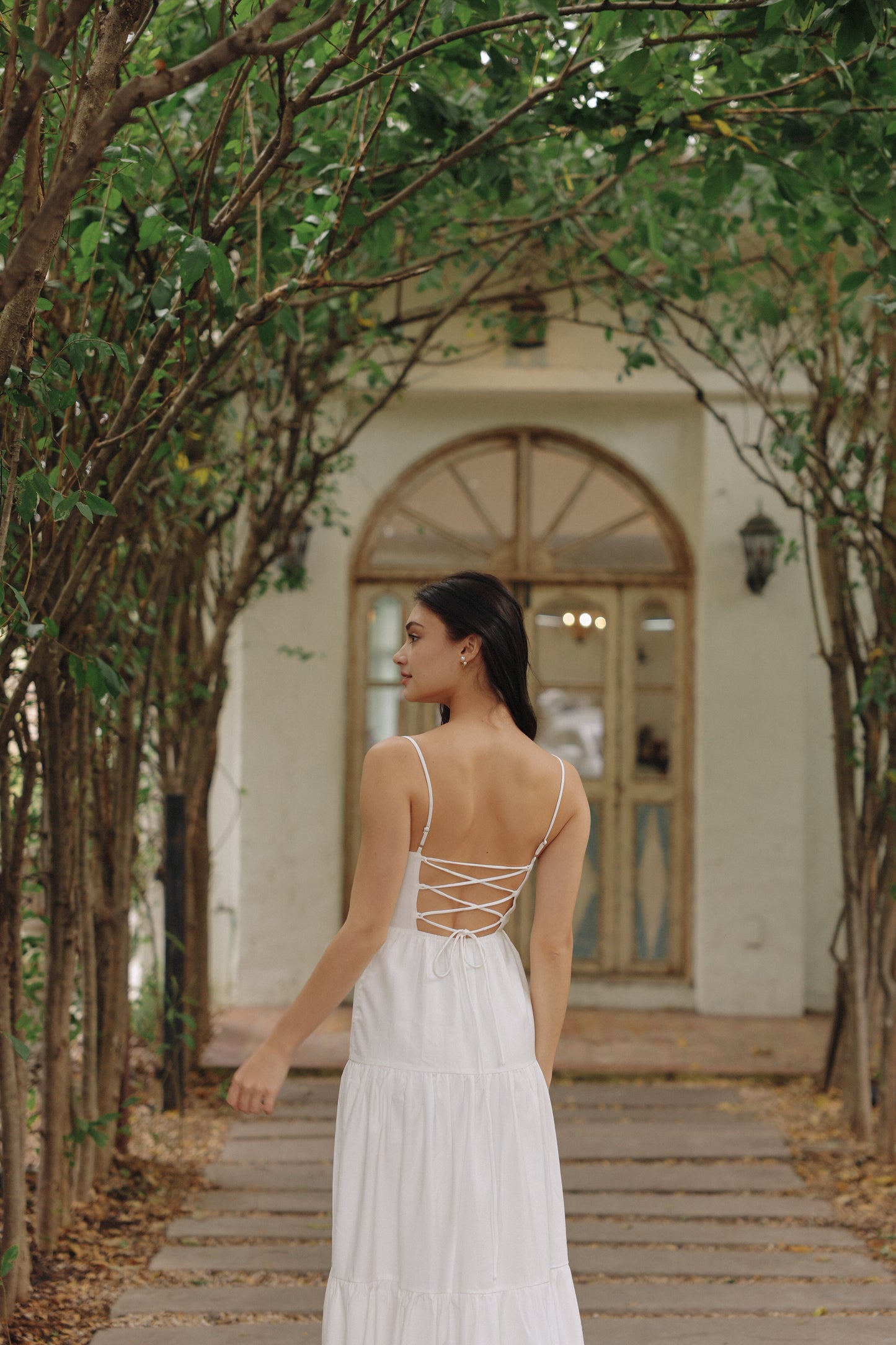 Meadow Padded Linen Dress (Ivory)