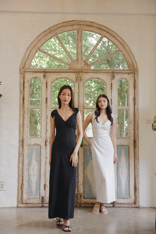 Emmi Padded Linen Dress (Ebony)