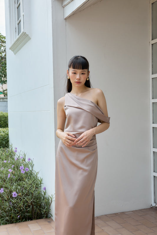 Sadie One-Shoulder Dress (Toffee)