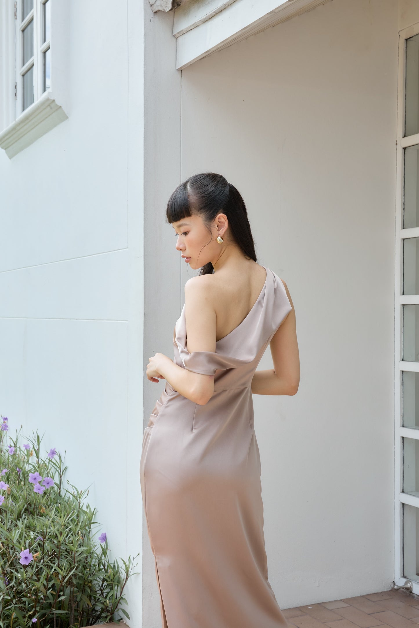 Sadie One-Shoulder Dress (Toffee)