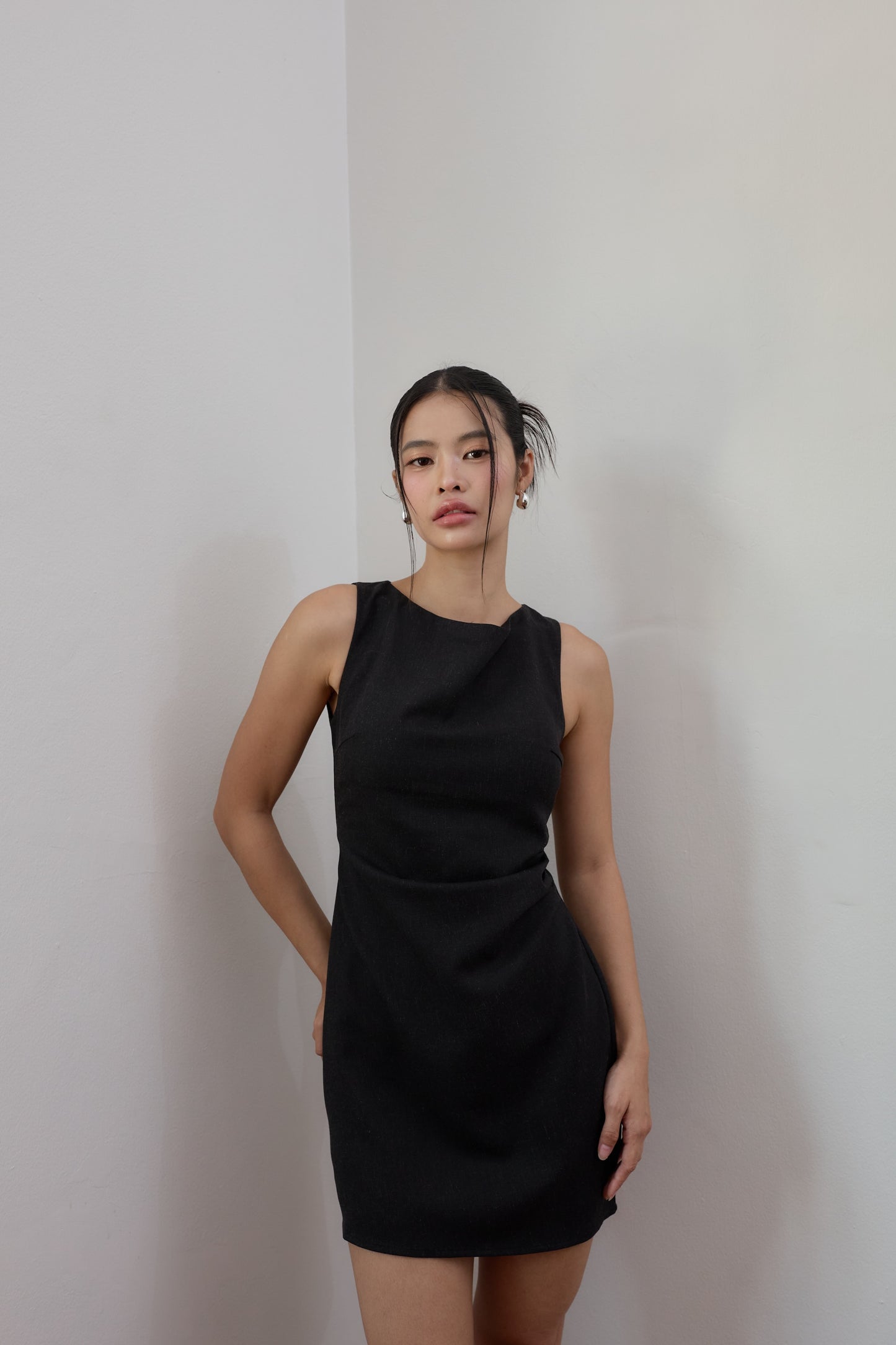 Kelsy Padded Dress (Charcoal)