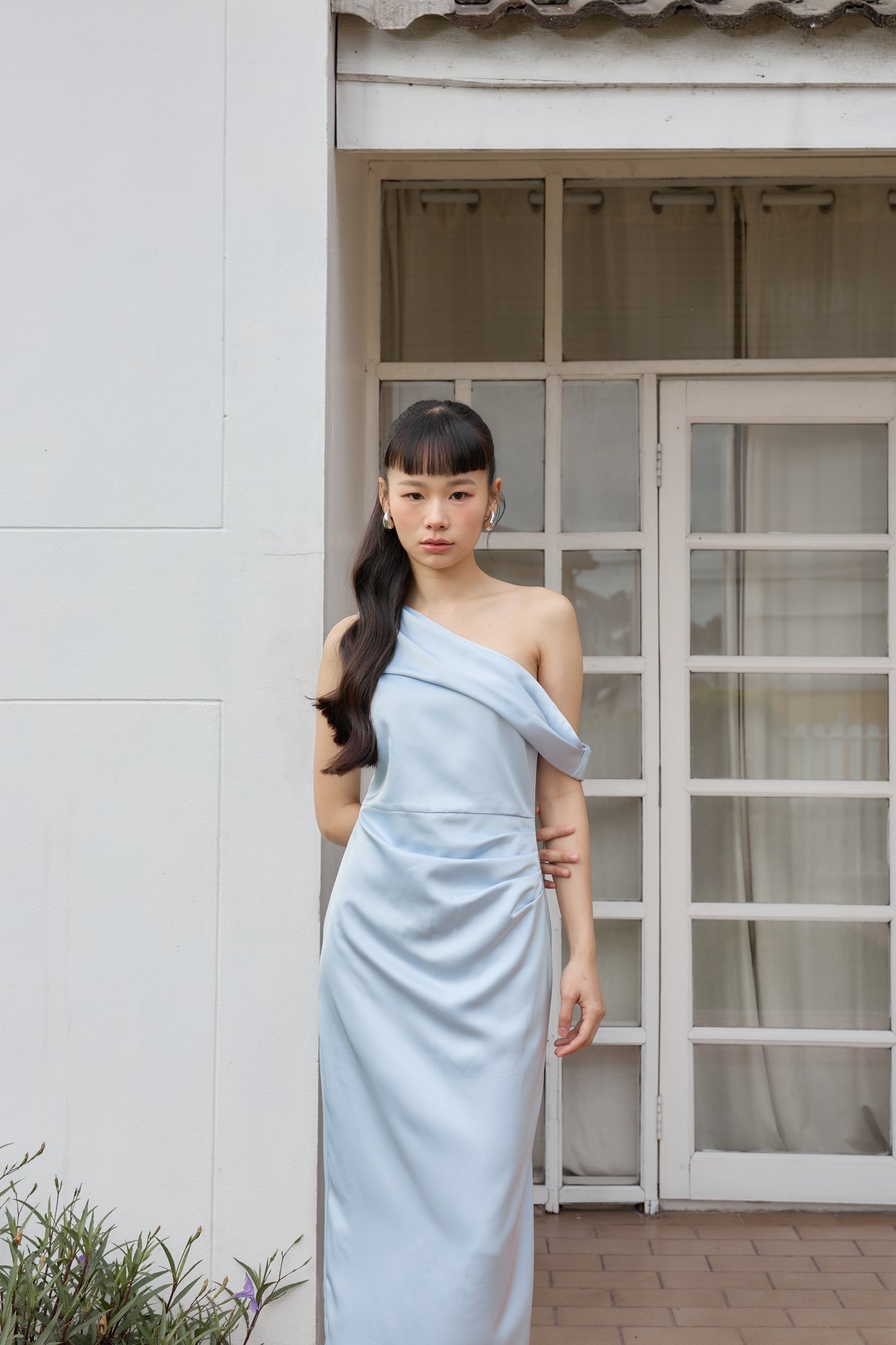 Sadie One-Shoulder Dress (Powder)