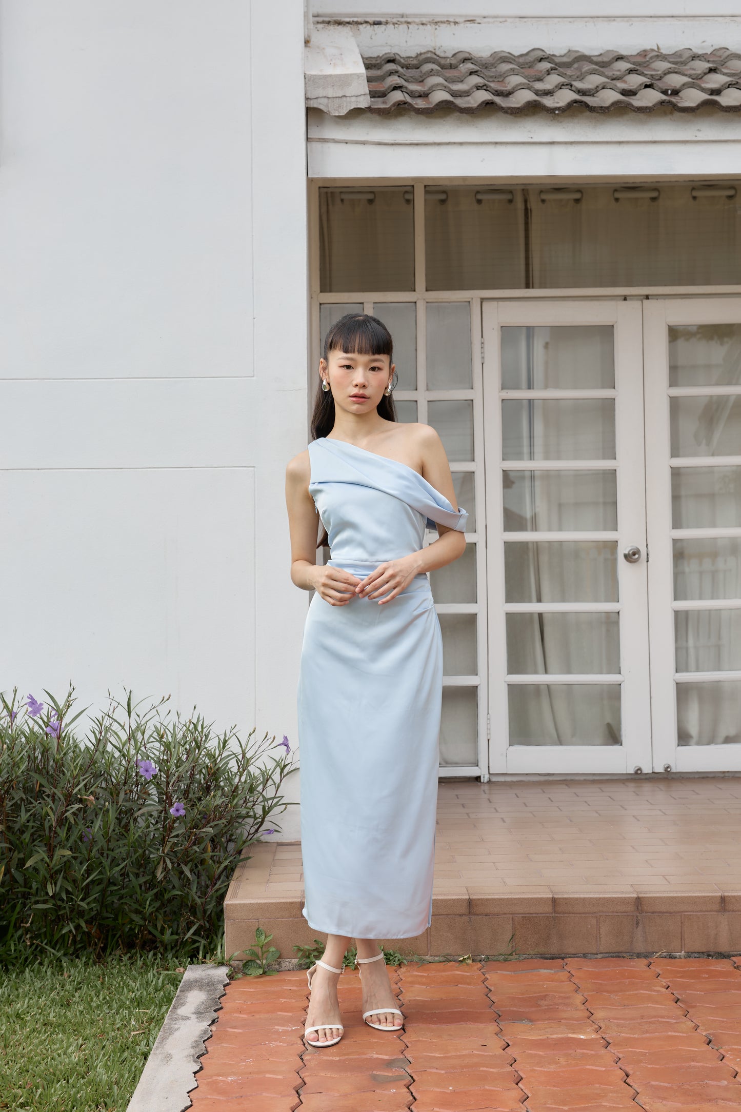 Sadie One-Shoulder Dress (Powder)