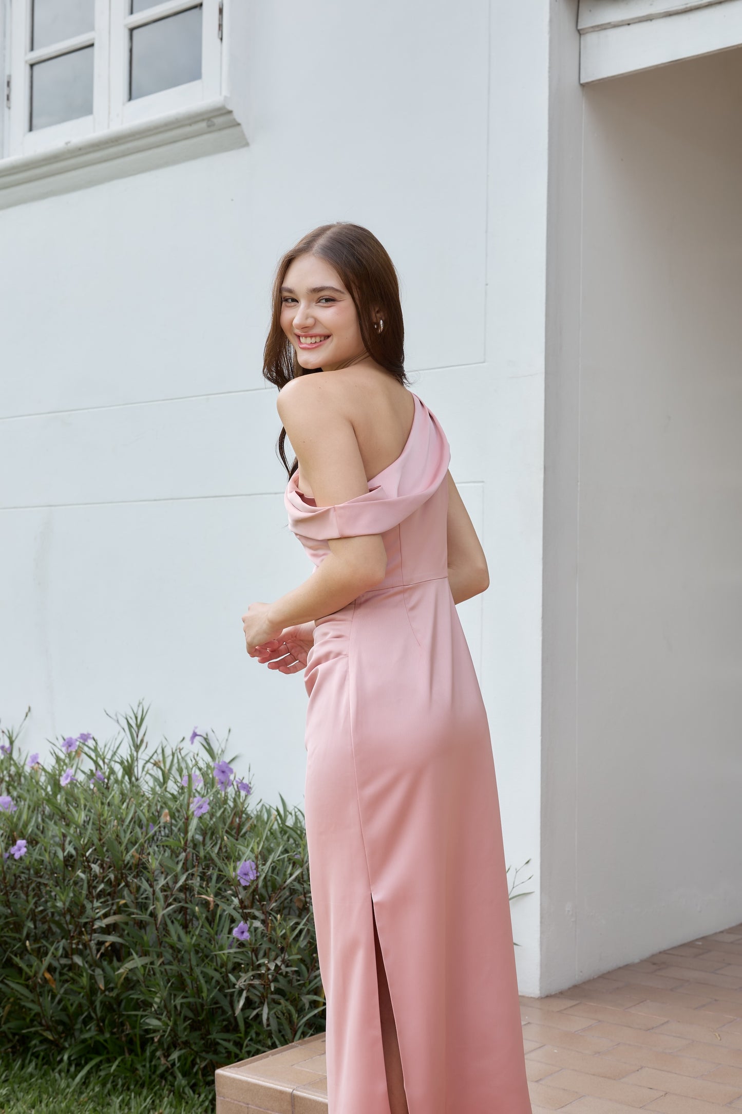 Sadie One-Shoulder Dress (Blush)