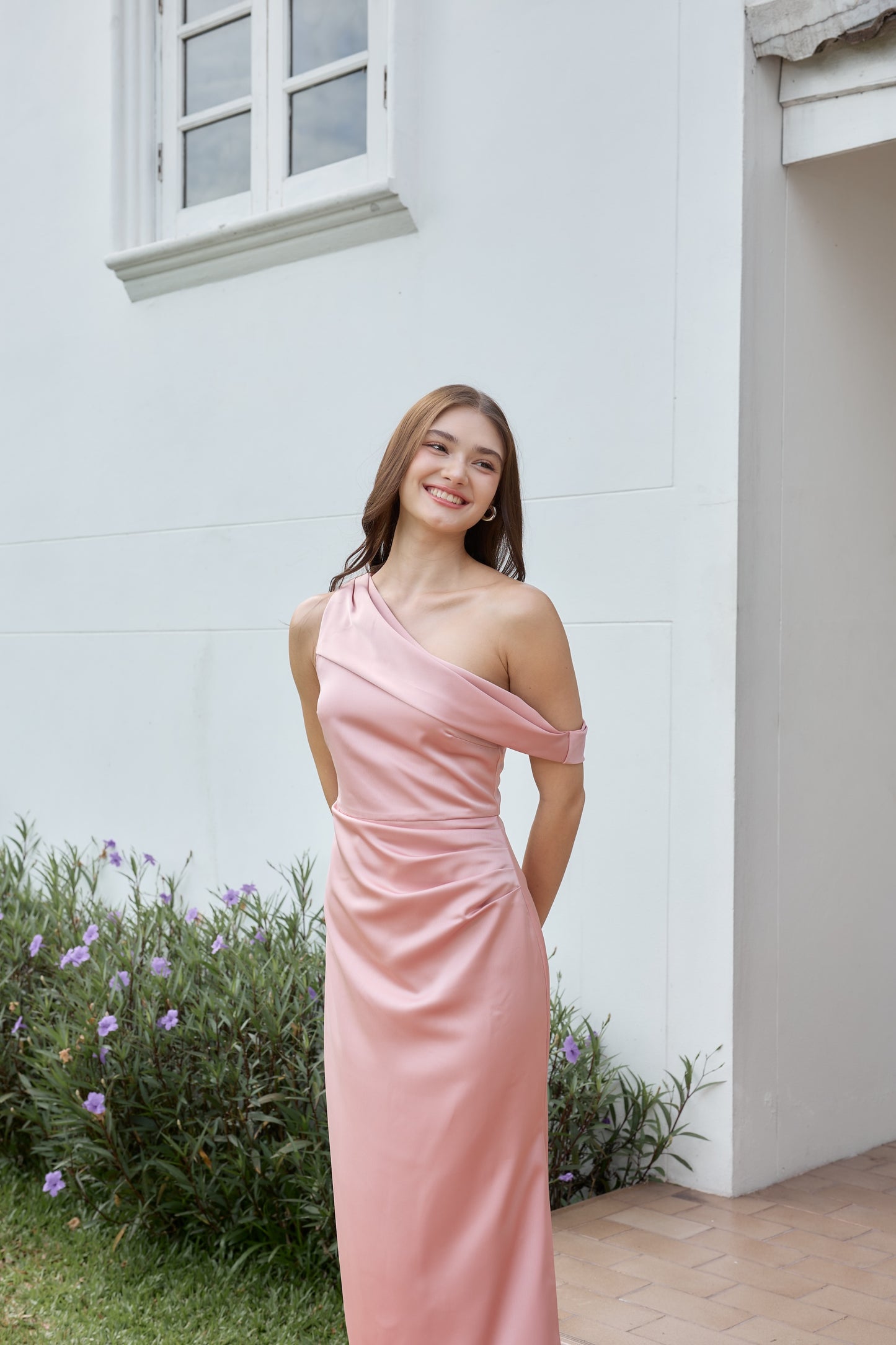 Sadie One-Shoulder Dress (Blush)
