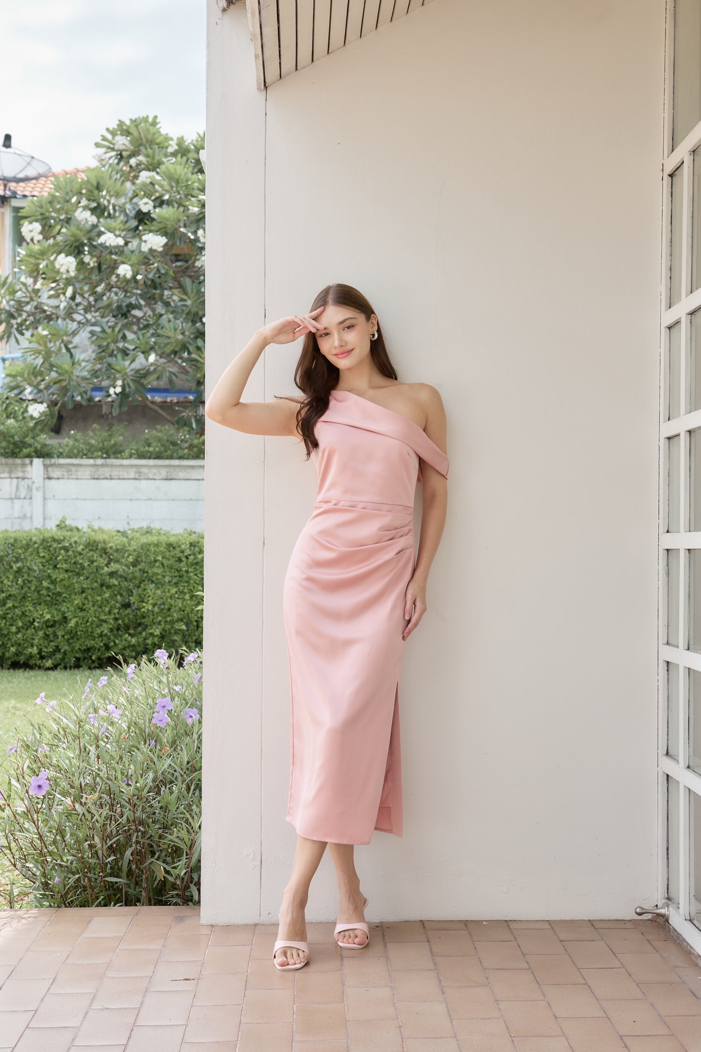 Sadie One-Shoulder Dress (Blush)