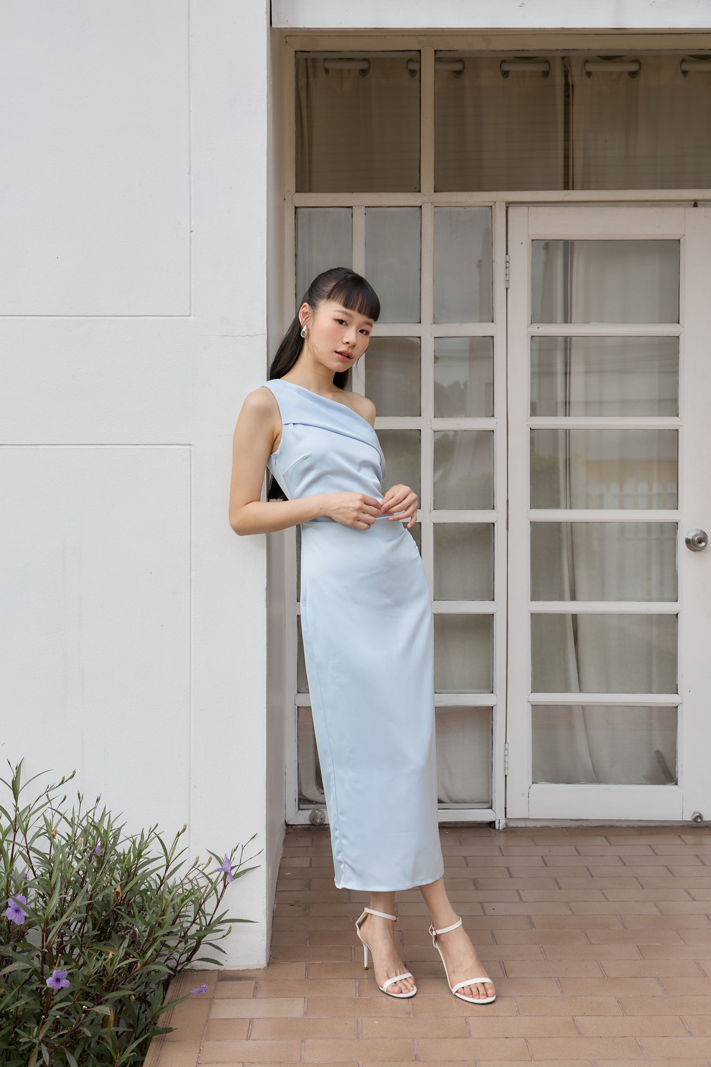 Sadie One-Shoulder Dress (Powder)