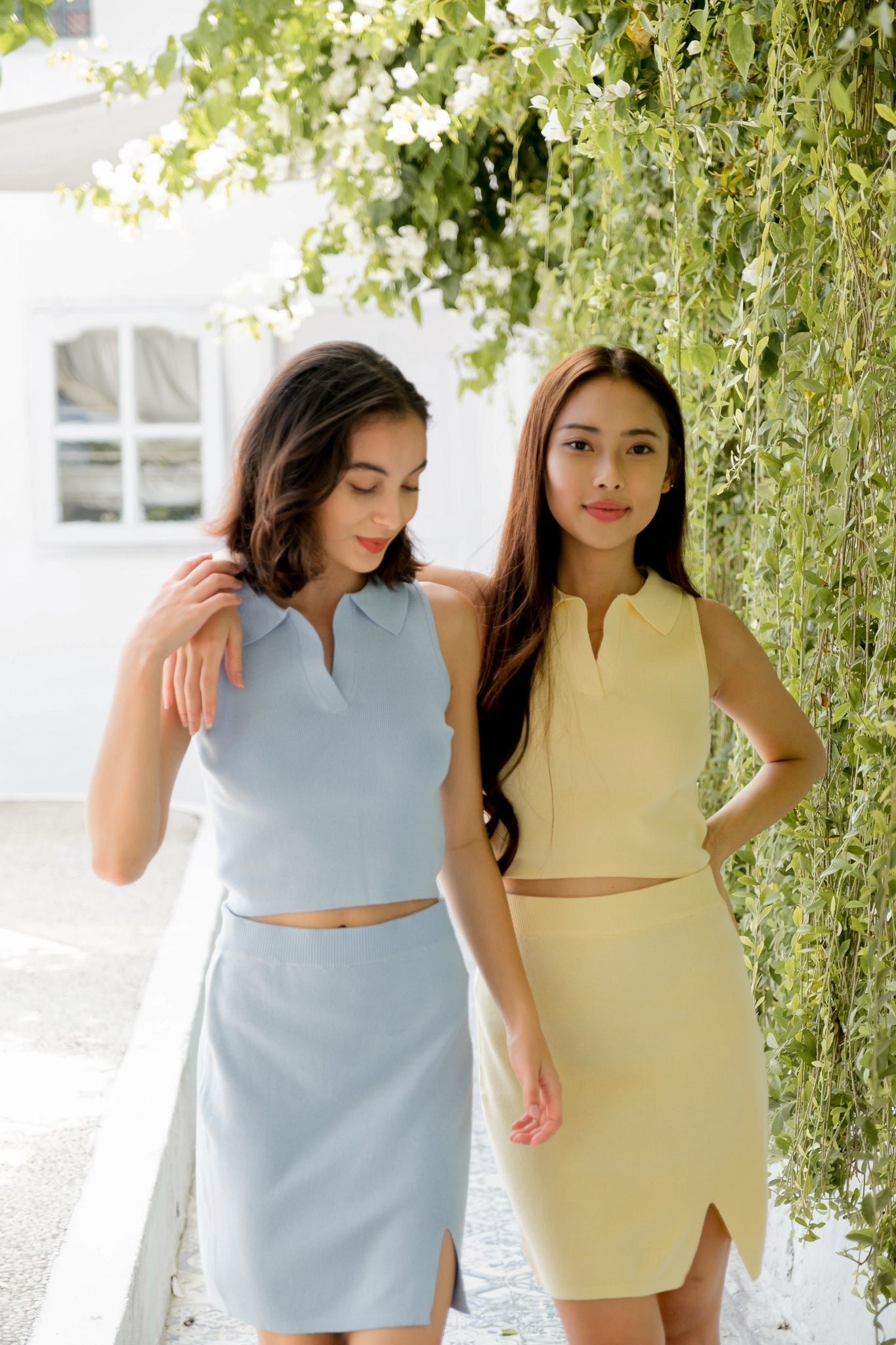 Knit Collared Top (Sky)