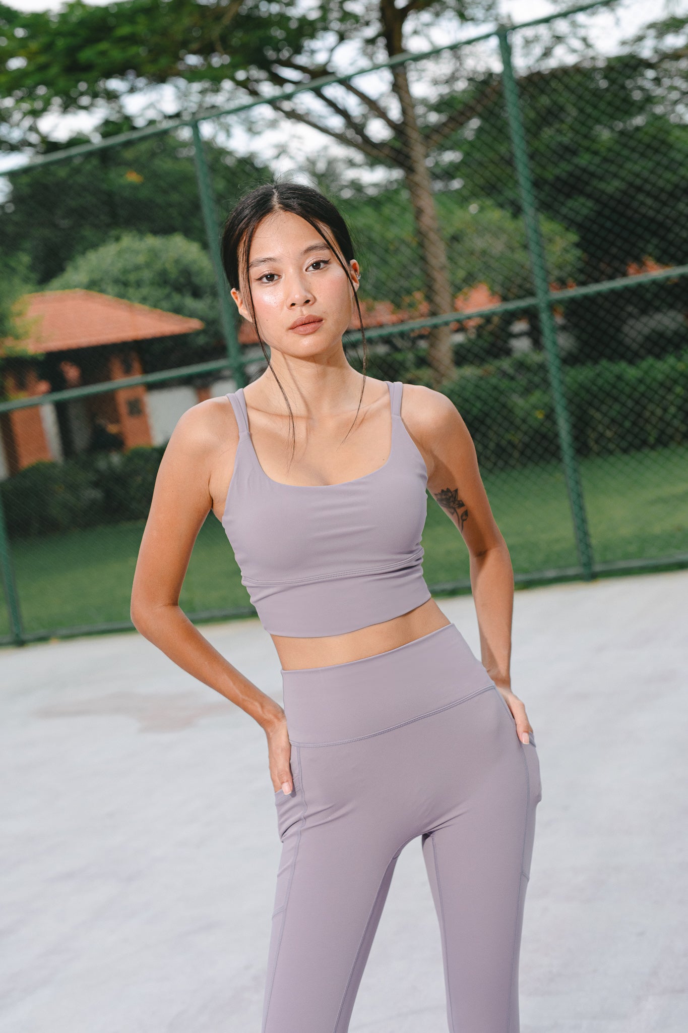 Glide High Waist Tights with Side Pockets (Smoky Lilac)