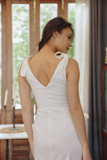 Emmi Padded Linen Dress (Ivory)