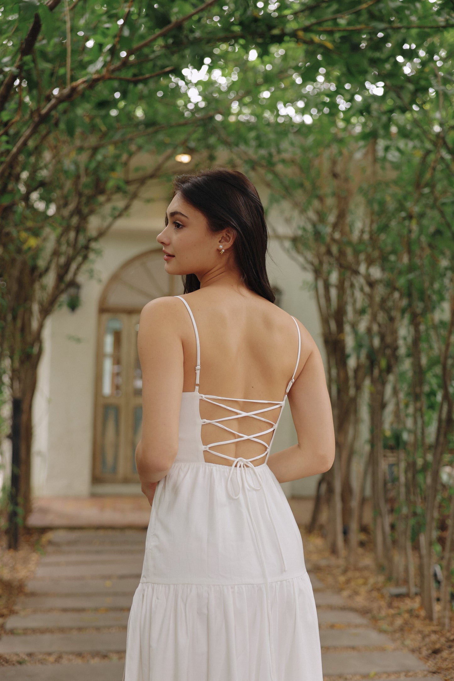 Meadow Padded Linen Dress (Ivory)