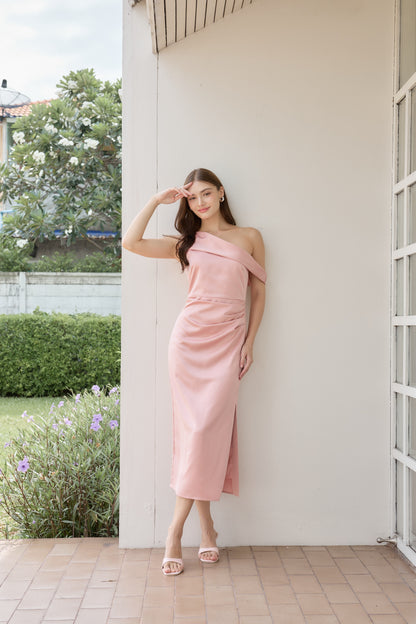 Sadie One-Shoulder Dress (Blush)