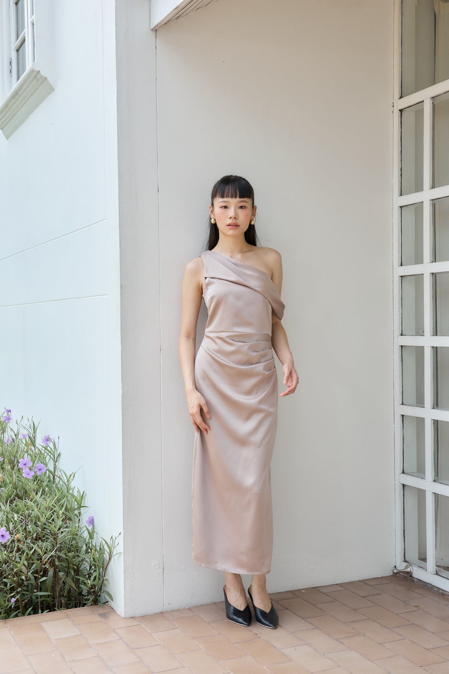 Sadie One-Shoulder Dress (Toffee)