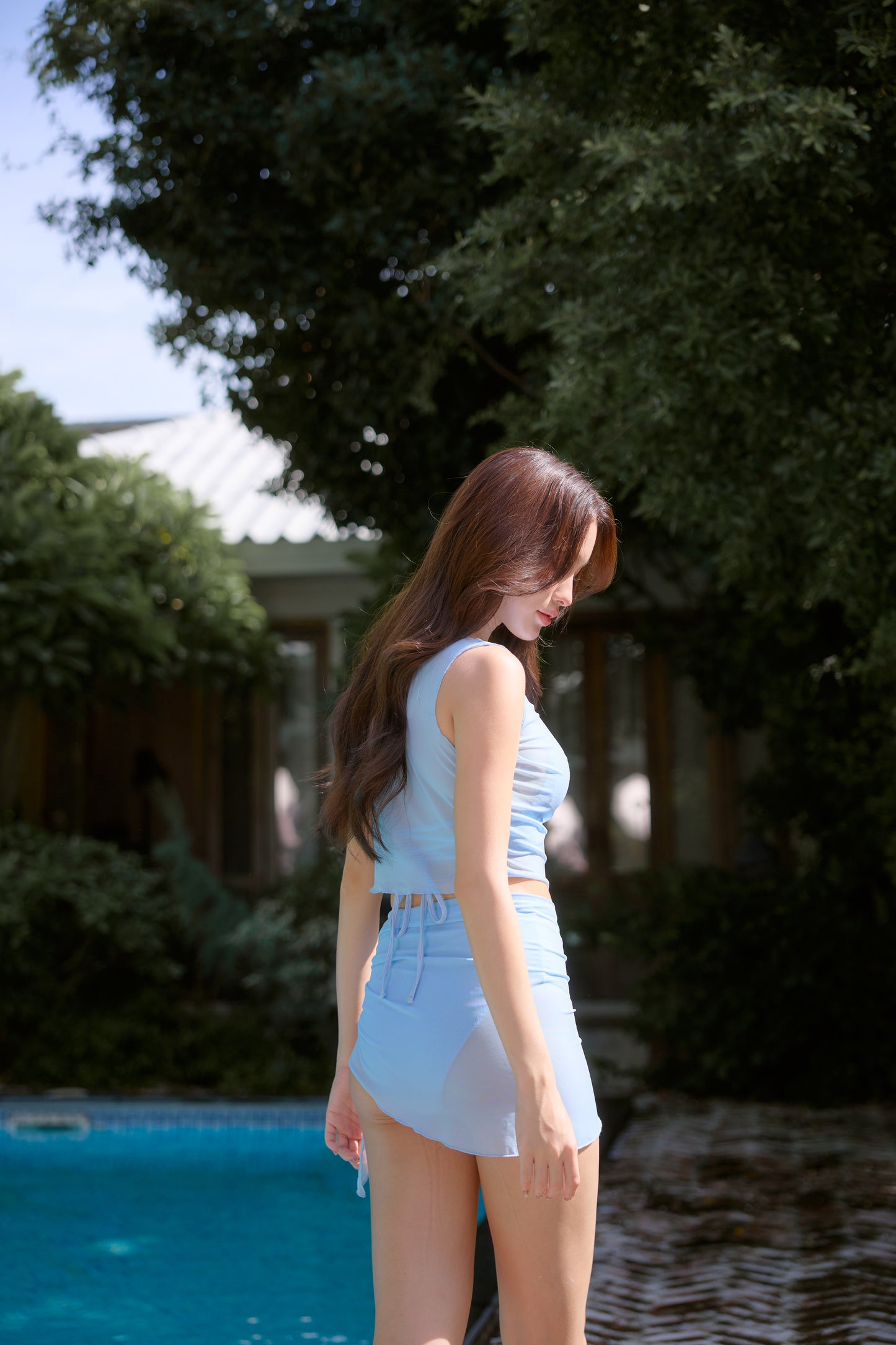 Rhea Mesh Cover Up (Baby Blue)