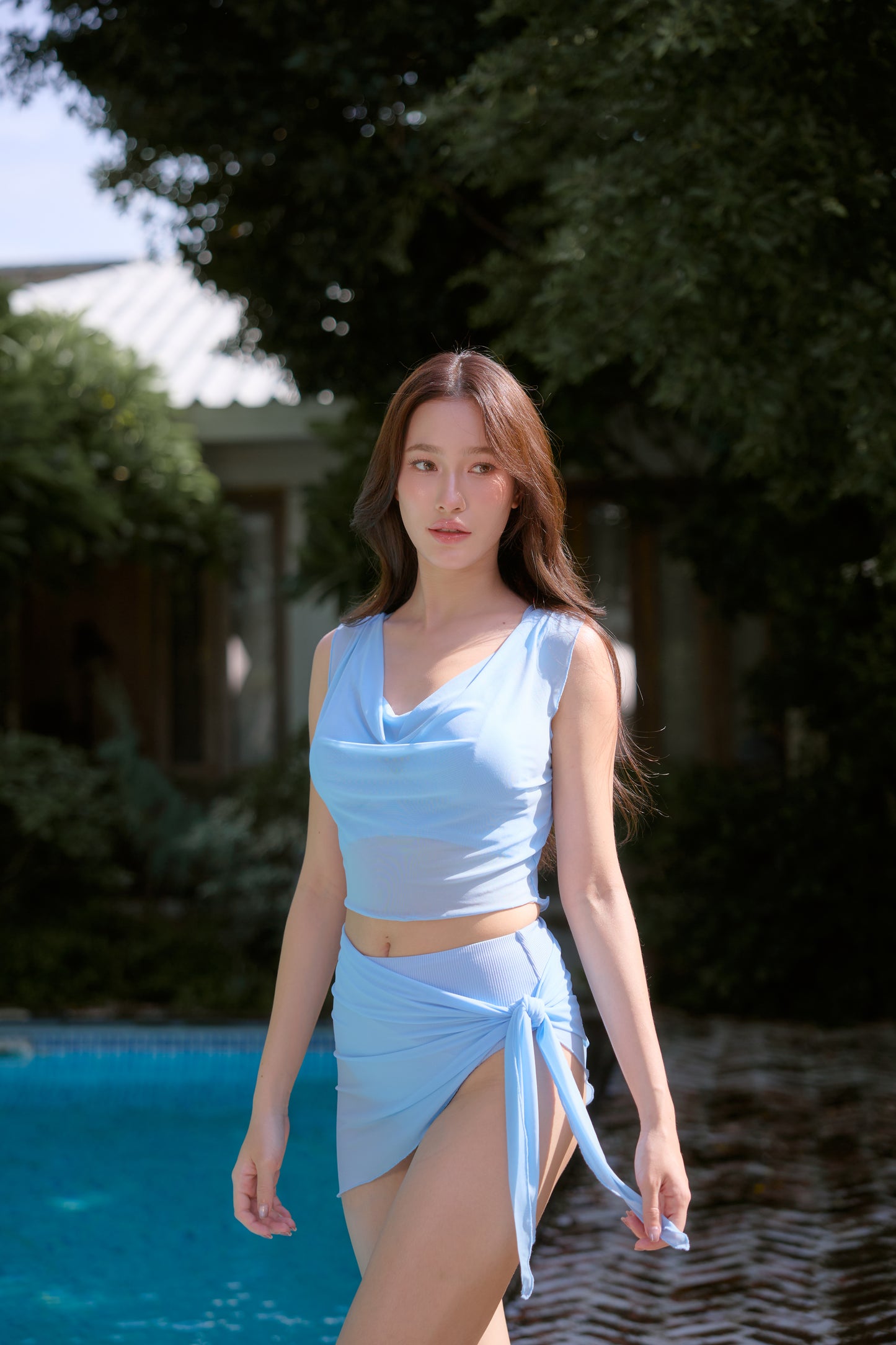 Rhea Mesh Cover Up (Baby Blue)