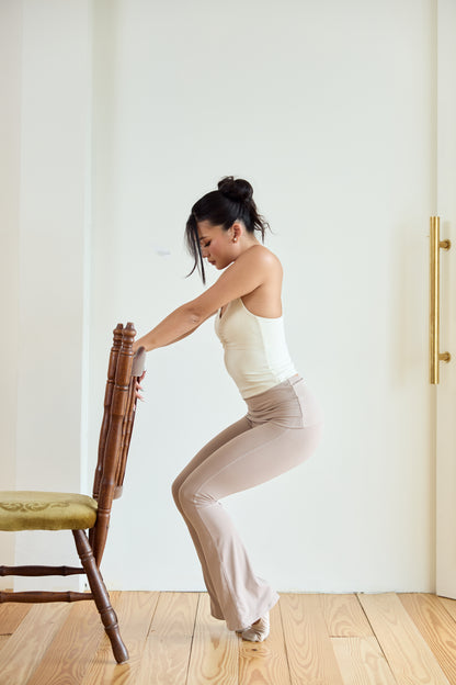 Flow Full Length Flare Tights (Latte)