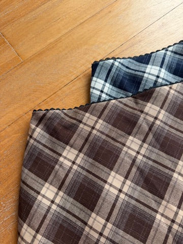 Lace Trim Skirt (Chocolate Plaid)