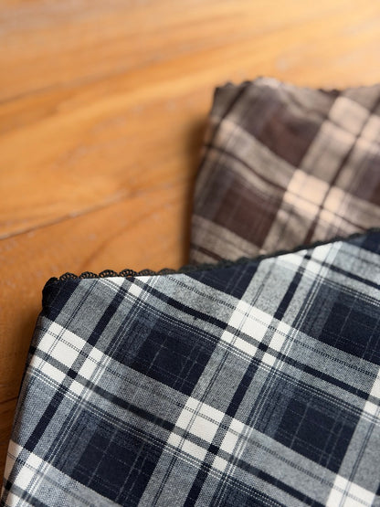 Lace Trim Skirt (Navy Plaid)