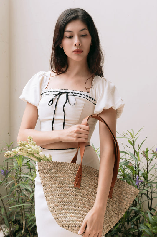 Bella Lace Trim Top (Oat)