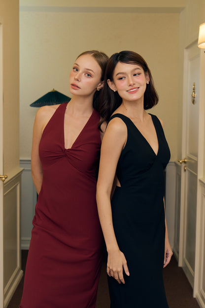 Colette Padded Dress (Dark Cherry)