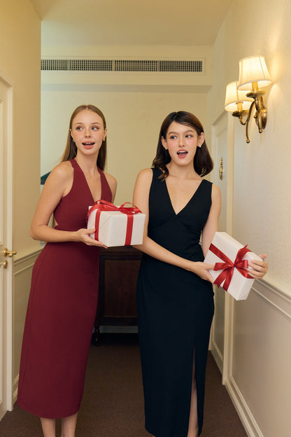 Colette Padded Dress (Dark Cherry)