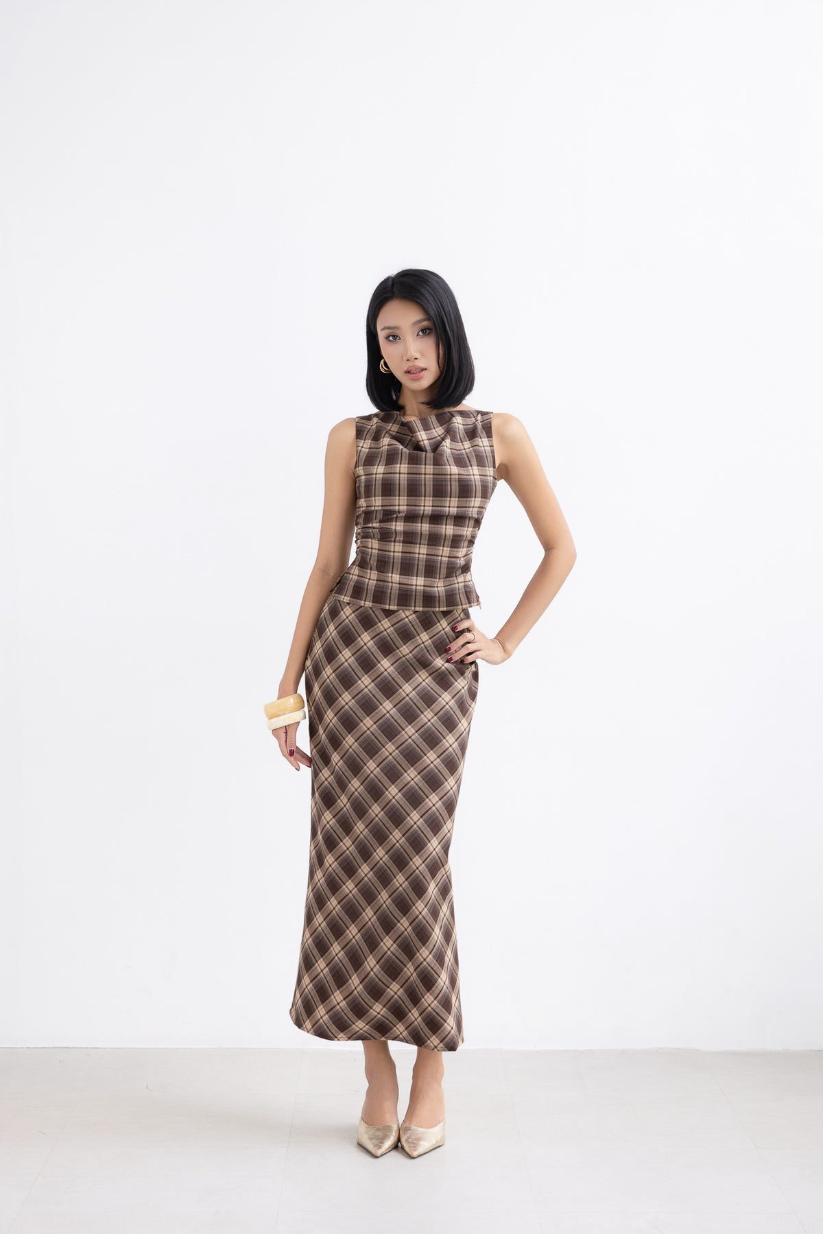 Heather Top (Chocolate Plaid)