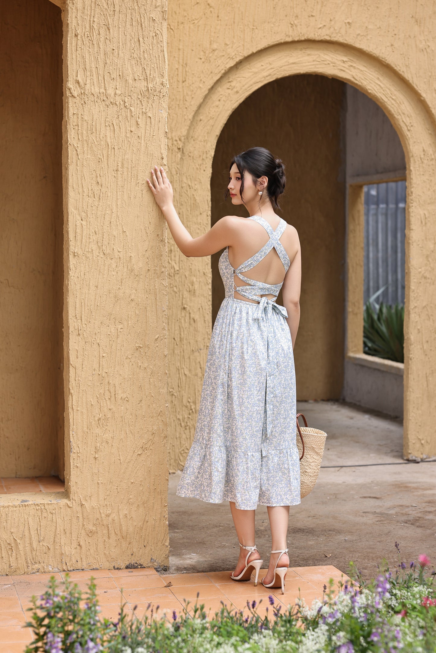 Sophie Padded Dress (Blue Meadow)