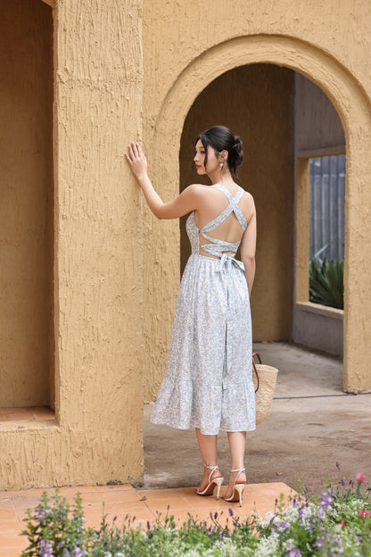 Sophie Padded Dress (Blue Meadow)