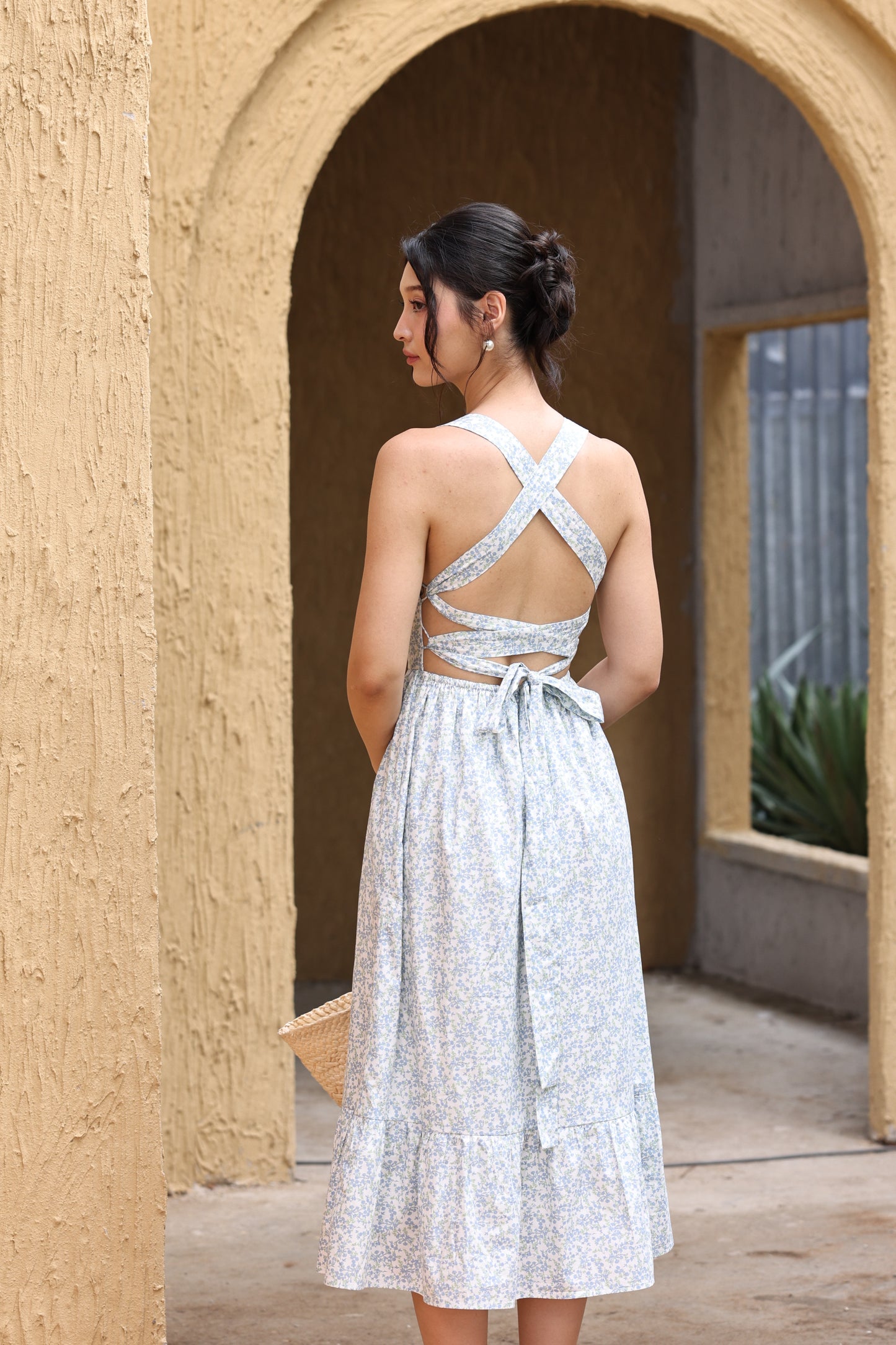 Sophie Padded Dress (Blue Meadow)