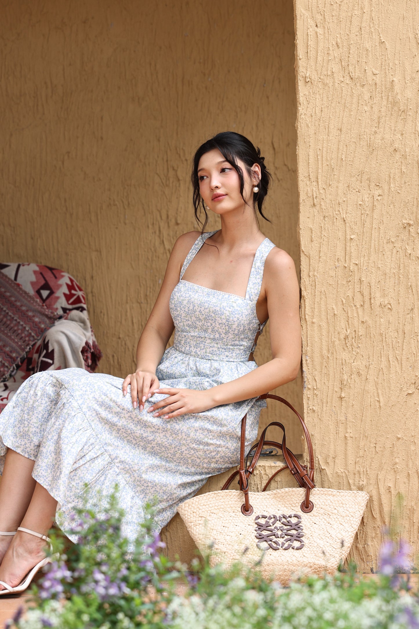 Sophie Padded Dress (Blue Meadow)