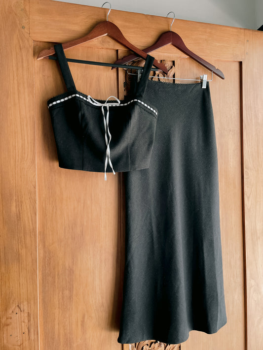 Lace Trim Skirt (Charcoal)