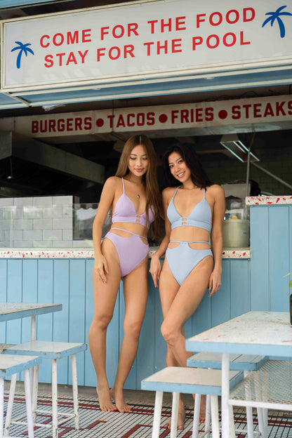 Ellie Push Up Ribbed Bikini Set (Baby Blue)