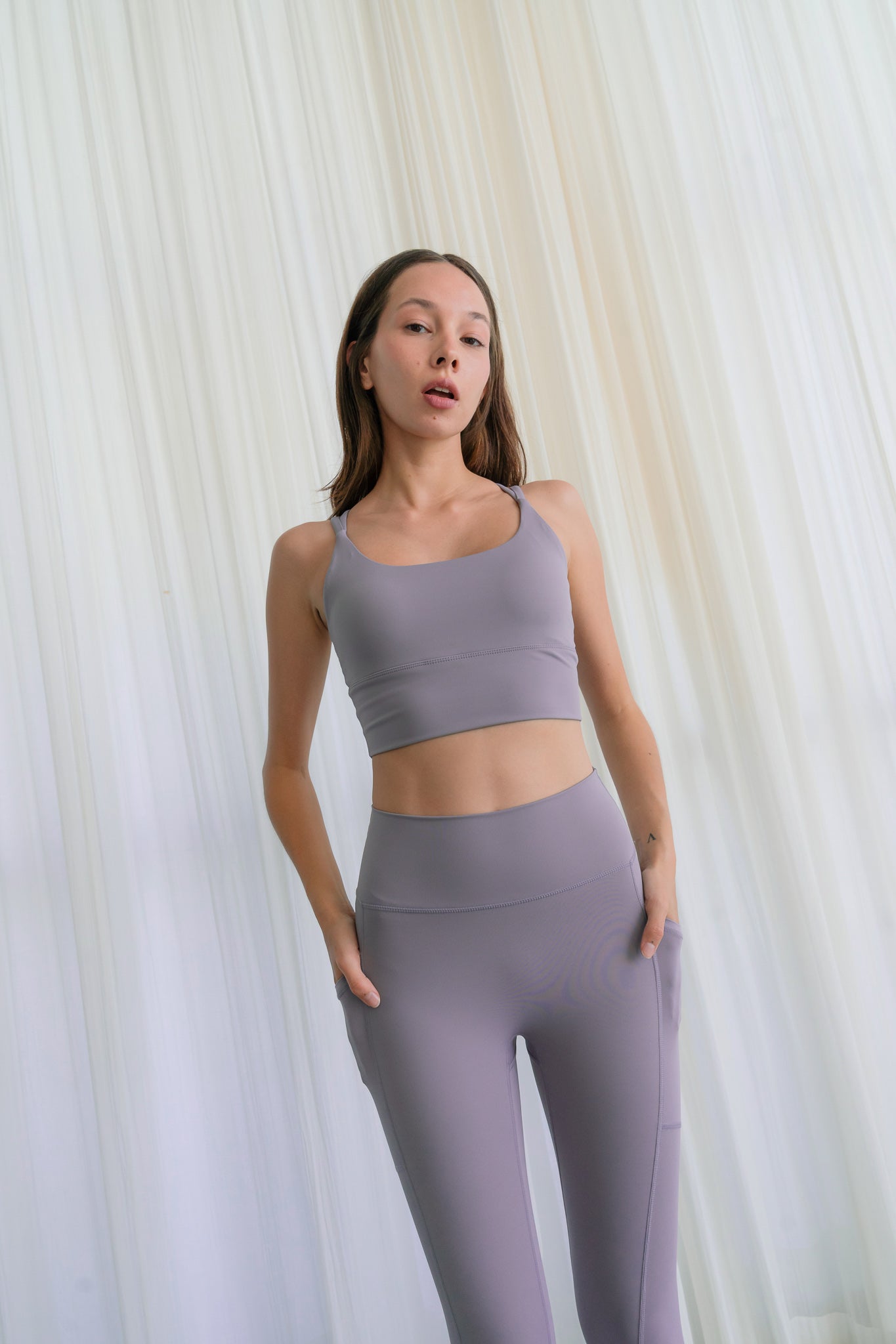 Glide High Waist Tights with Side Pockets (Smoky Lilac)
